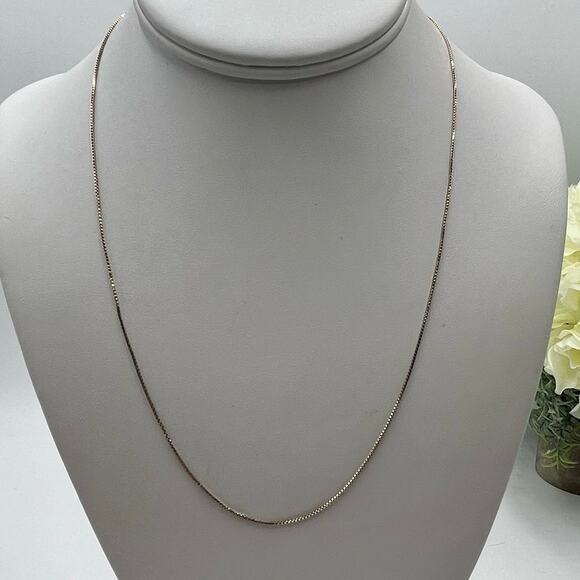 Designer 14kt Italy Yellow Gold 20” Box Link Chain Necklace 2.2 grams - Picture 1 of 14